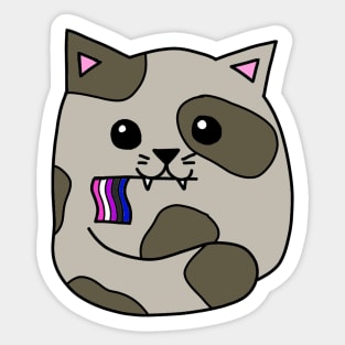 genderfluid pride flag cat Sticker